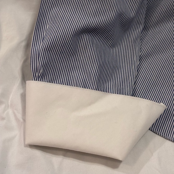 Used Women’s Brooks Brothers Size 14 Blue Striped Shirt with White Accents - Picture 6 of 11